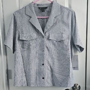 Athleta Shirt Button Down Color Silver Size Medium
